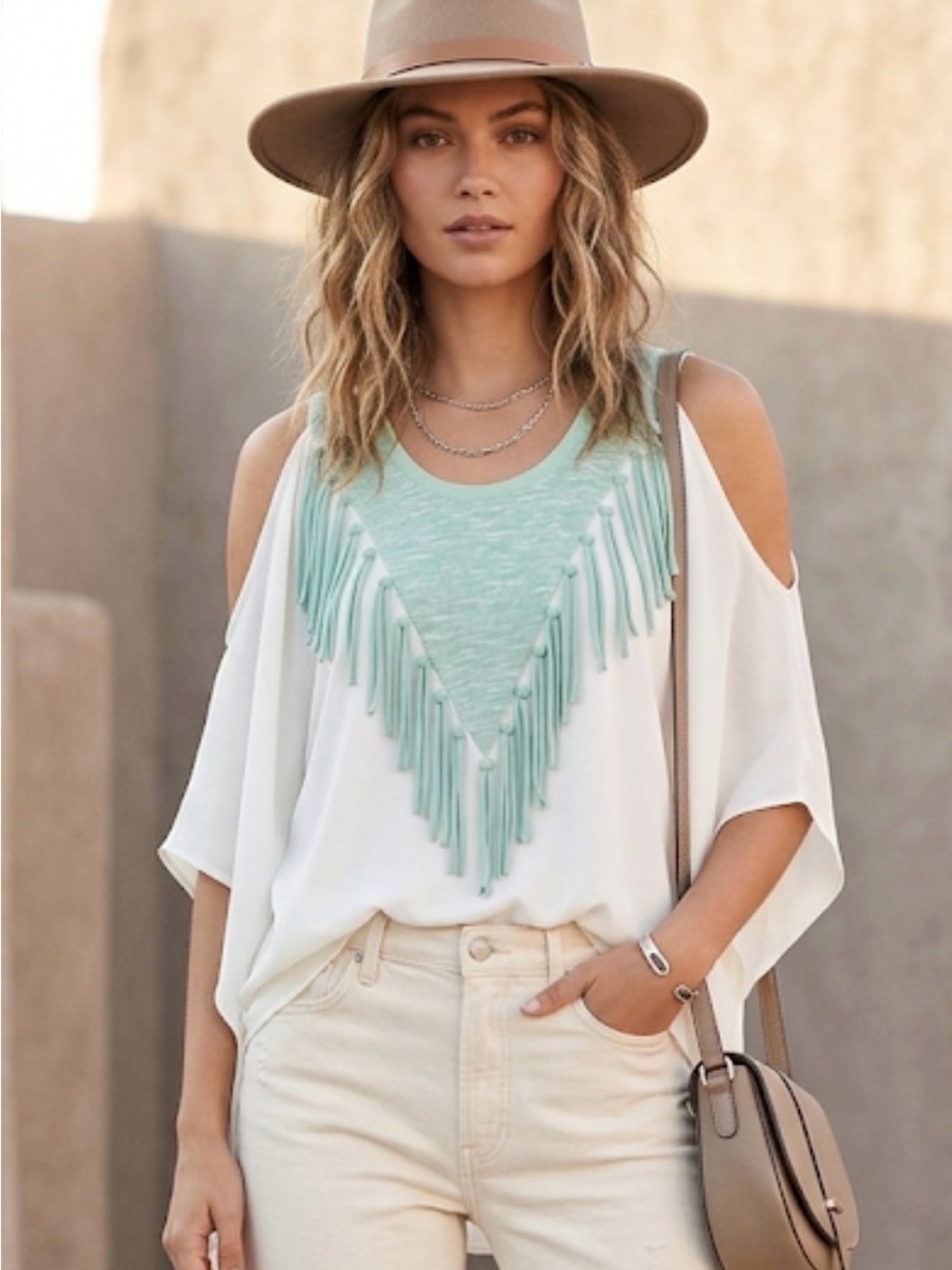 Joy Joy Mint Green Lightweight Top M/L western boho office party festival casual